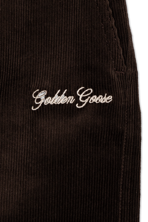 Golden Goose Kids Spodnie sztruksowe z wyszytym logo