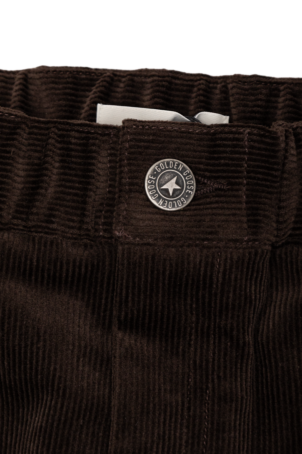 Golden Goose Kids Spodnie sztruksowe z wyszytym logo