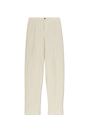 linen trousers with a striped pattern