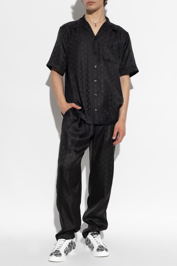 Dolce & Gabbana Jedwabne spodnie z monogramem