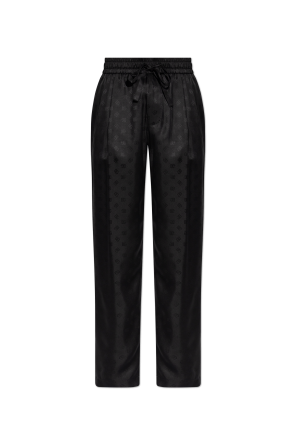 Silk monogram trousers