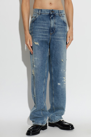 Dolce & Gabbana Men's Pleated Blue Distressed Jeans by Dolce & Gabbana