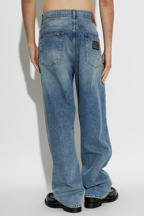 Dolce & Gabbana Men's Pleated Blue Distressed Jeans by Dolce & Gabbana