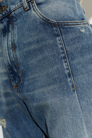 Dolce & Gabbana Men's Pleated Blue Distressed Jeans by Dolce & Gabbana