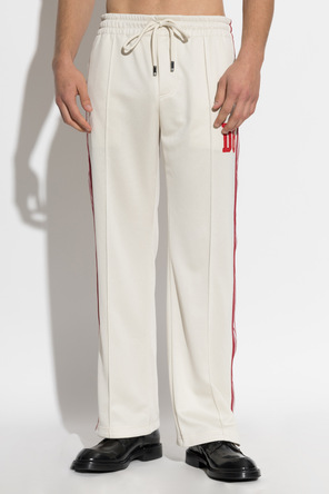 Dolce & Gabbana Cream-Red Track Pants with Embroidered Logo by Dolce & Gabbana