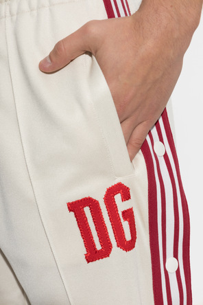 Dolce & Gabbana Cream-Red Track Pants with Embroidered Logo by Dolce & Gabbana