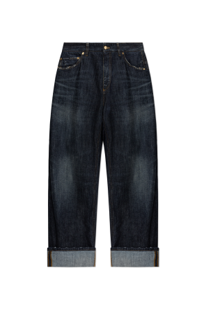 Jeans with rolled-up cuffs
