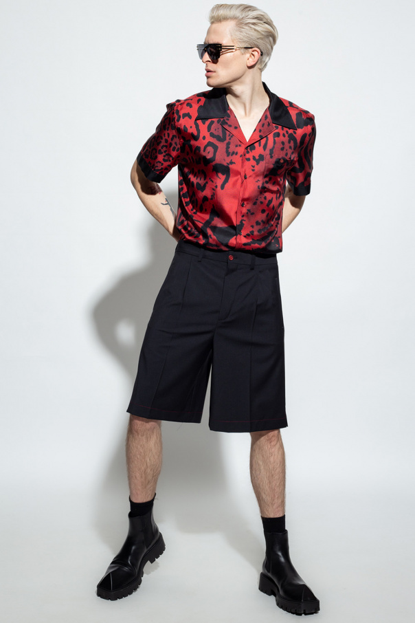 Dolce & Gabbana Slip mit Logo-Print Schwarz Pleat-front shorts