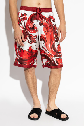 Dolce & Gabbana Silk shorts with 'Majolica' print