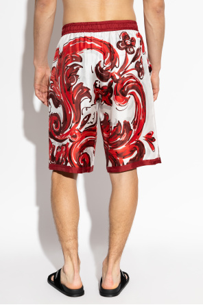 Dolce & Gabbana Silk shorts with 'Majolica' print