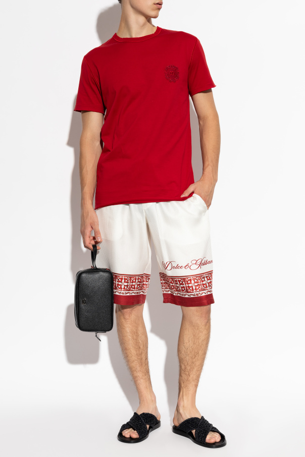 Dolce & Gabbana Silk shorts with "Majolica" print
