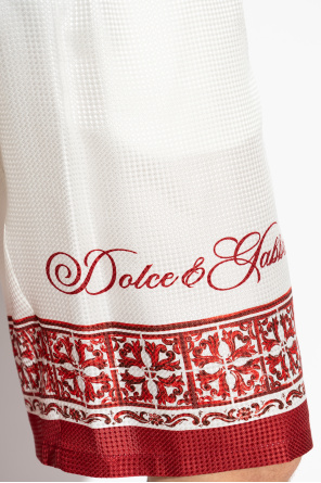 Dolce & Gabbana Silk shorts with "Majolica" print