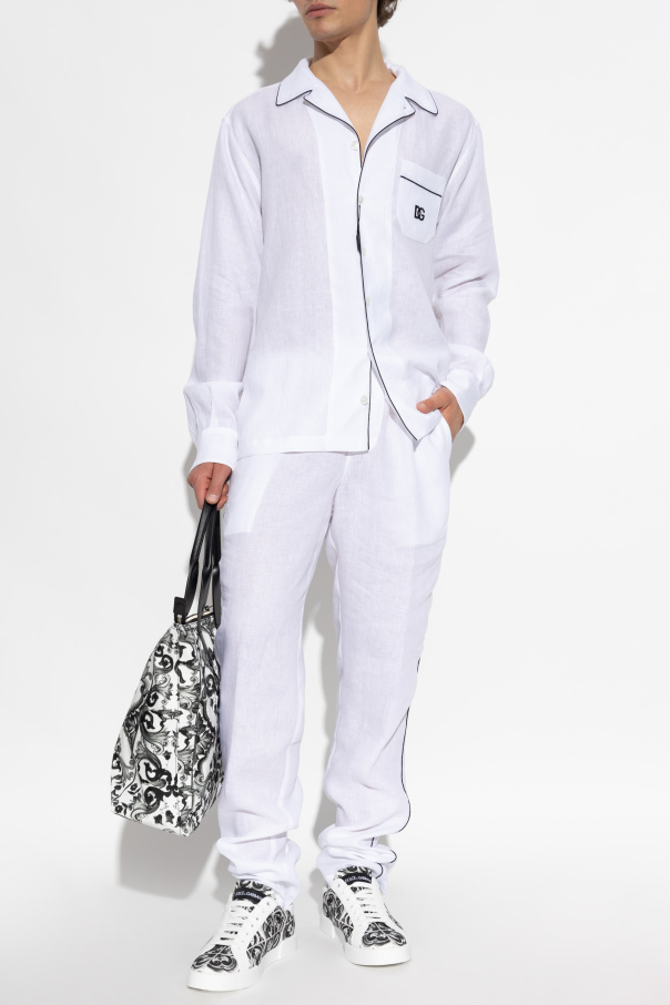 Dolce & Gabbana Lniane spodnie o luźnym kroju