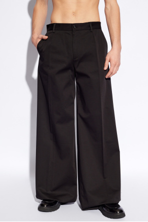 Dolce & Gabbana Bawełniane spodnie  z szerokimi nogawkami