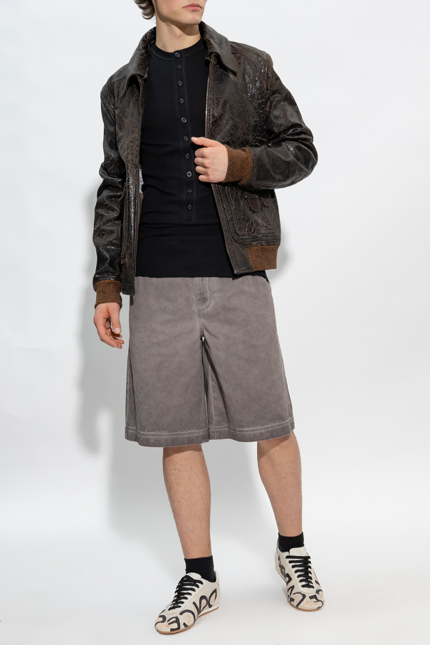 dolce gabbana tile print crossbody belt bag item Cotton shorts with vintage effect