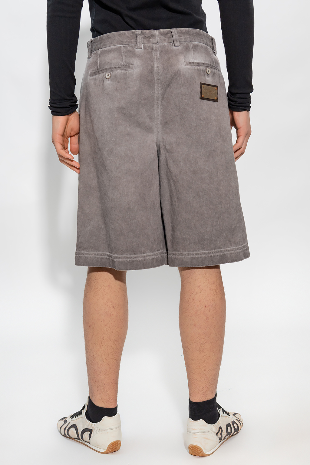 Dolce & Gabbana Kids logo-patch drawstring-waist denim shorts DOLCE & GABBANA BRASS CUFF LINKS