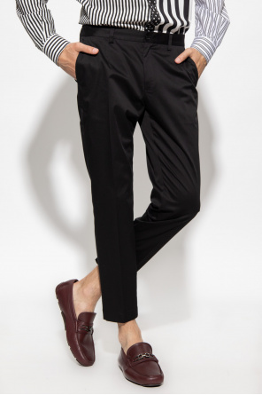 logo leggings versace trousers Cotton pleat-front trousers