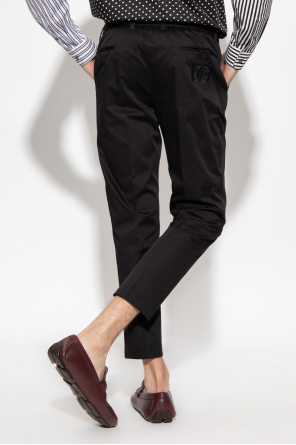 logo leggings versace trousers Cotton pleat-front trousers