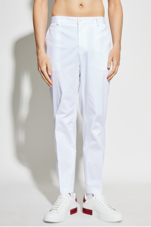 Dolce & Gabbana Pantalones de algodón con logo bordado
