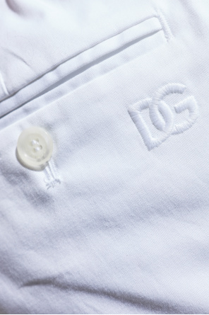 Dolce & Gabbana Pantalones de algodón con logo bordado