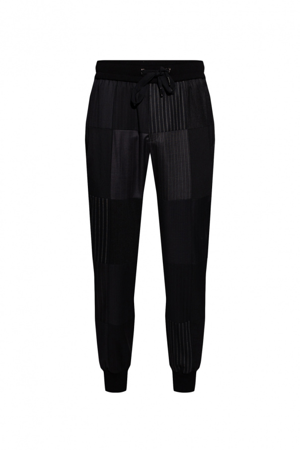 cut-out fitted short dress Pinstriped trousers