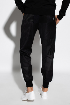 cut-out fitted short dress Pinstriped trousers
