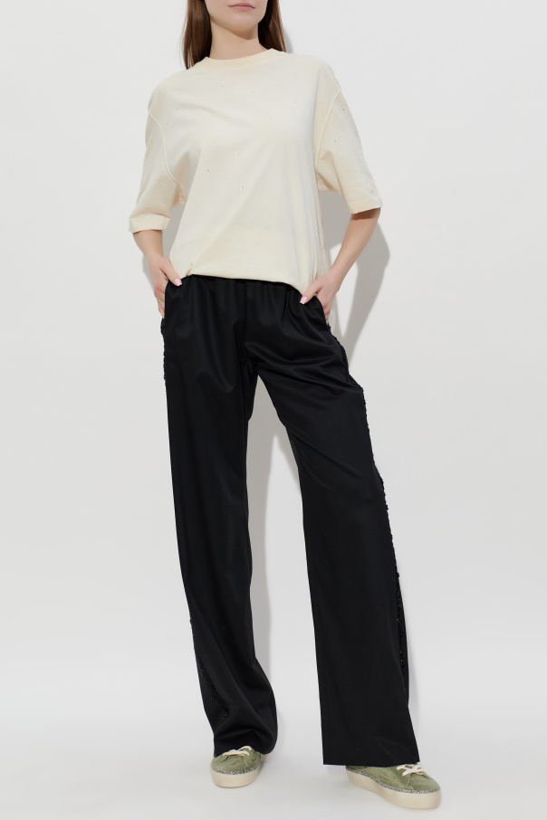 Golden Goose Pantalones de lana con apliques brillantes