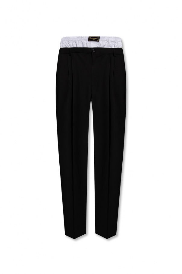 Dolce & Gabbana contrast-stitch pleat-front trousers