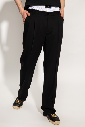 Cutout Jersey Dress Wool pleat-front trousers