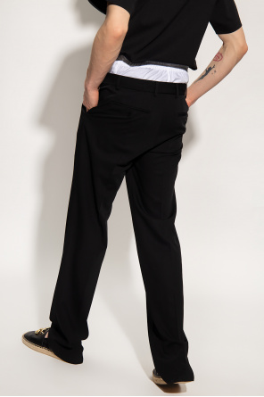 Lily Slim Fit Jeans with Stretch Wool pleat-front trousers