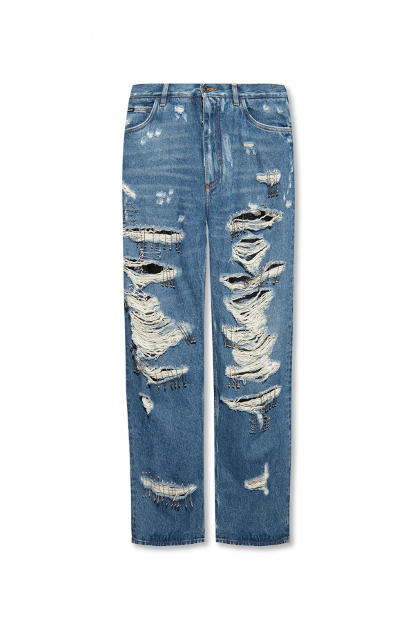 dolce solglasogon & GABBANA leopard-print cardholder Loose-fitting jeans