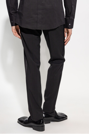 panelled satin dress Schwarz Wool pleat-front trousers