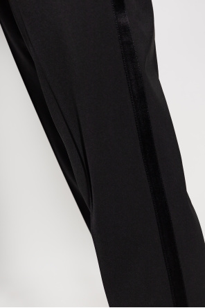 panelled satin dress Schwarz Wool pleat-front trousers