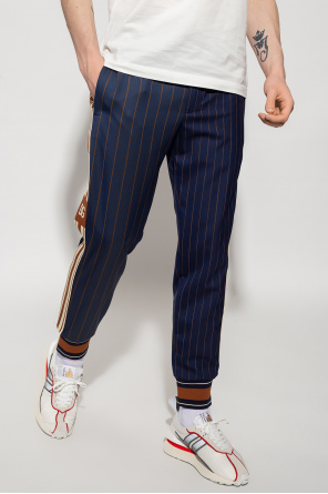Brunello Cucinelli Kids bead-trim cashmere dress Pinstriped trousers
