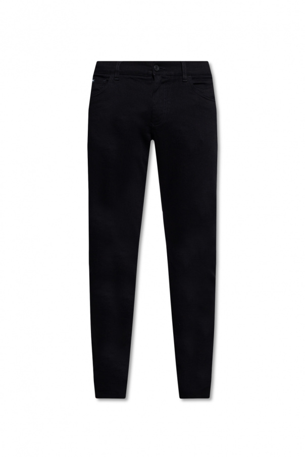 Dolce & Gabbana fringed tweed jacket Black Slim jeans