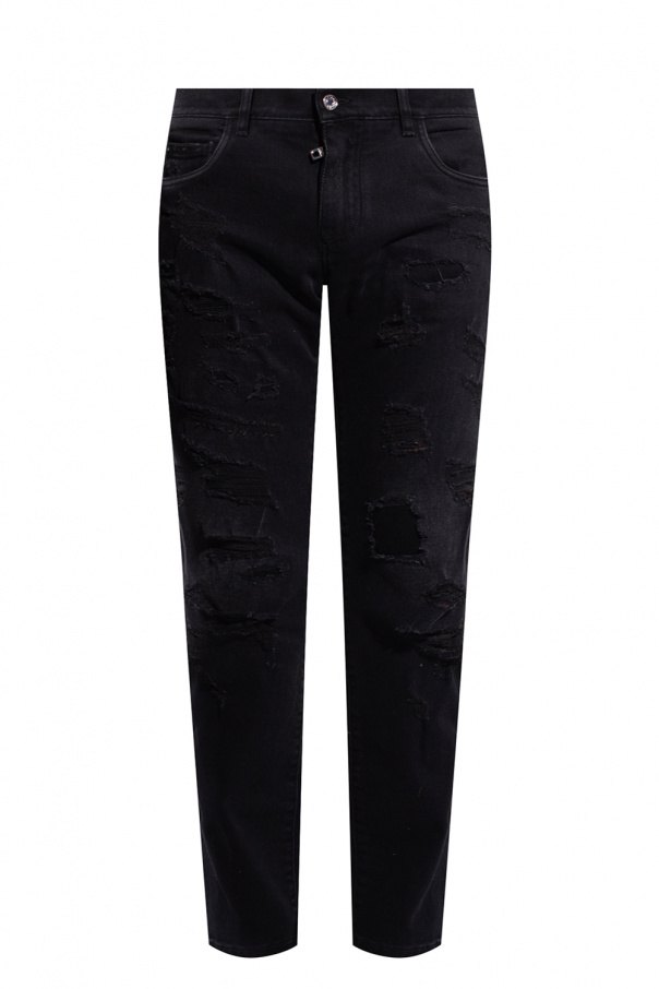 dolce spike-stud & Gabbana Distressed jeans