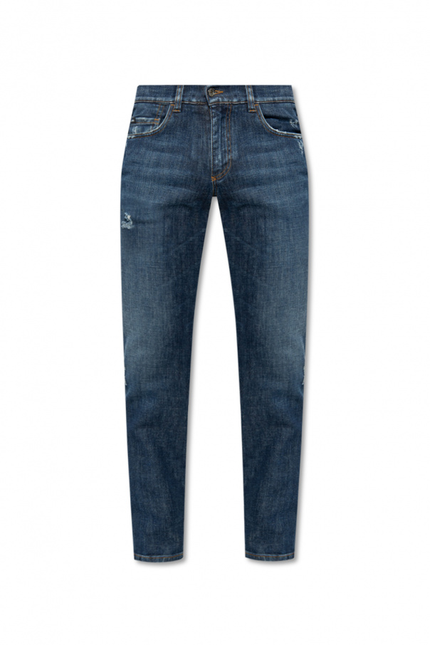 Dolce & Gabbana Poloshirt mit gestreiftem Detail Blau Skinny jeans
