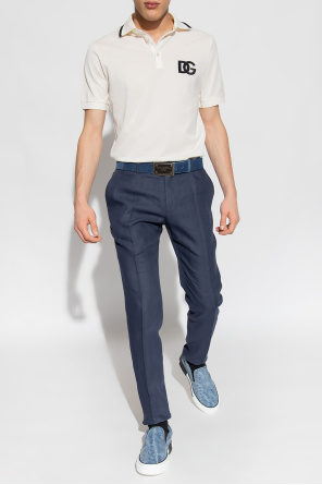 Linen pleat-front trousers od Dolce & Gabbana Kids Derby-Schuhe mit Schnürung Schwarz