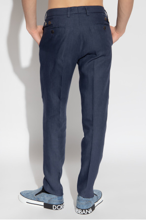 Dolce & Gabbana Linen pleat-front mittelhohem trousers