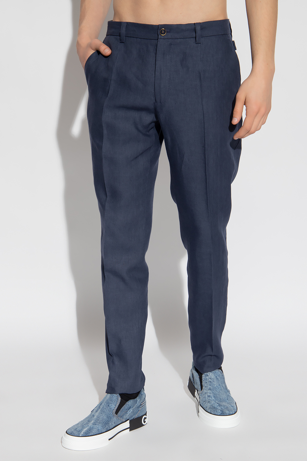 Dolce & Gabbana Linen pleat-front trousers