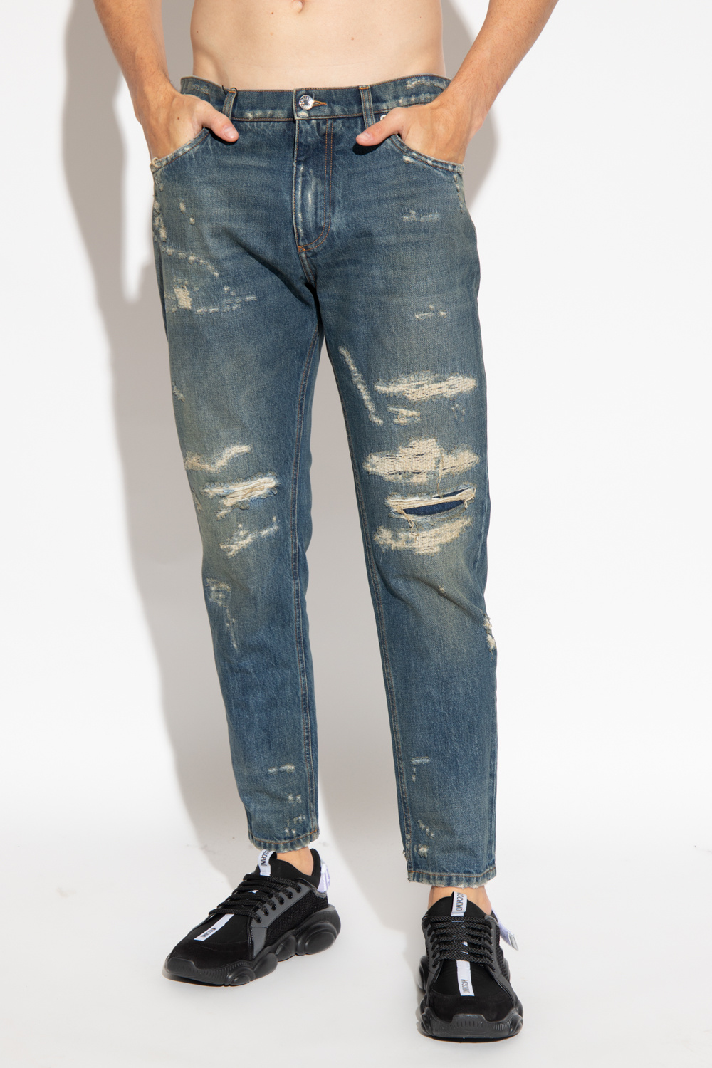 dolce gabbana lace up derby shoes item Distressed jeans