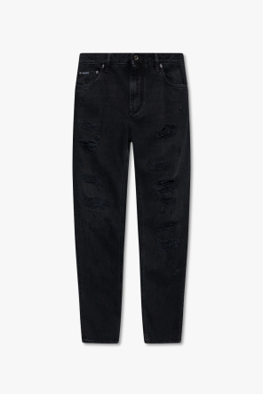 Dolce & Gabbana Man's Blue Denim With Ripped Inserts