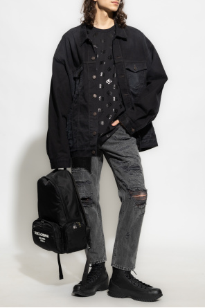 Distressed jeans od Dolce & Gabbana logo-detail zip-fastening jacket