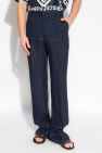 Dolce & Gabbana NAVY BLUE Pleat-front linen trousers