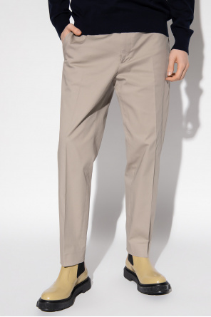 Moncler Cotton pleat-styled slim trousers