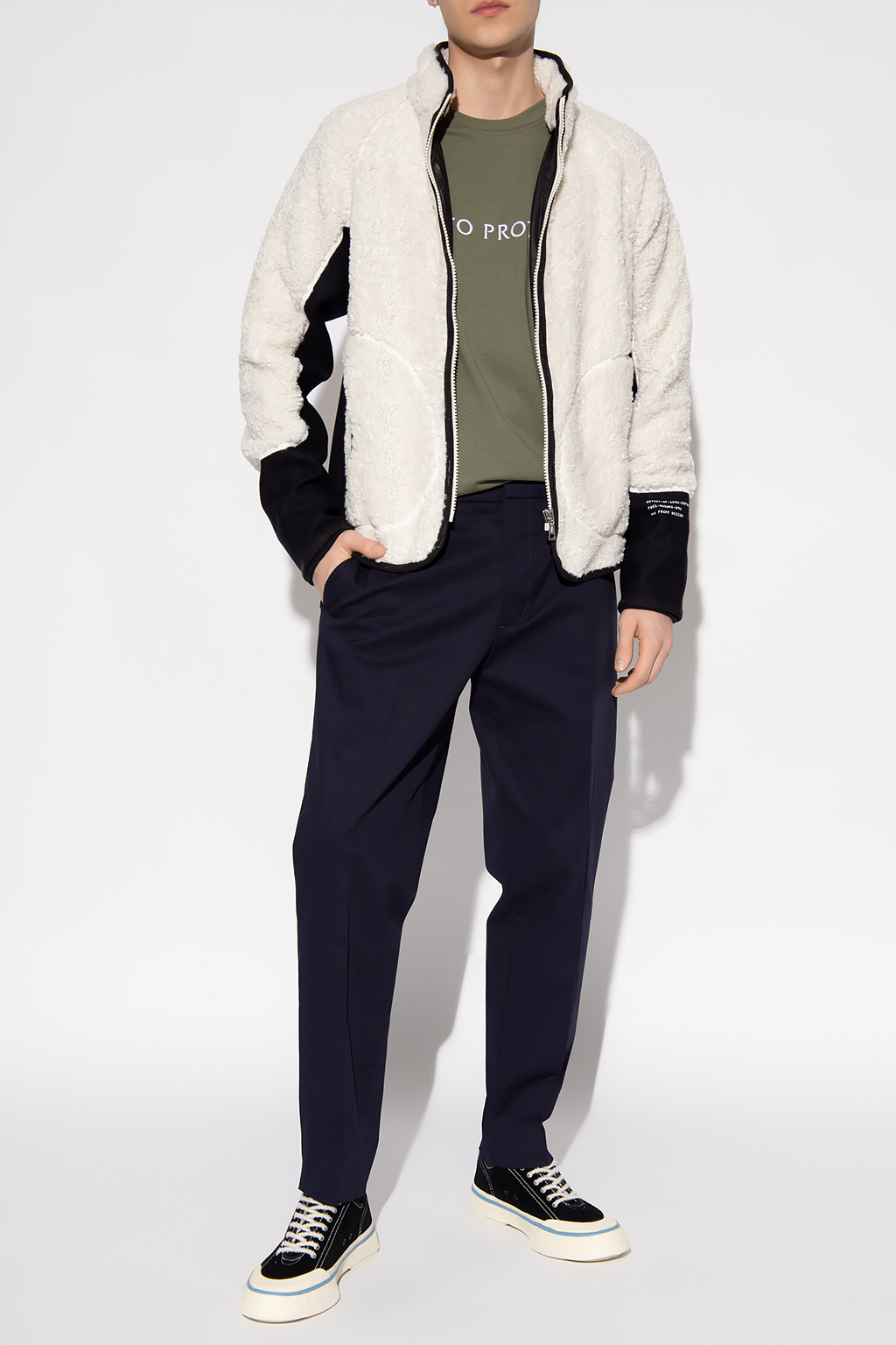 Moncler Pleat-front long trousers with logo