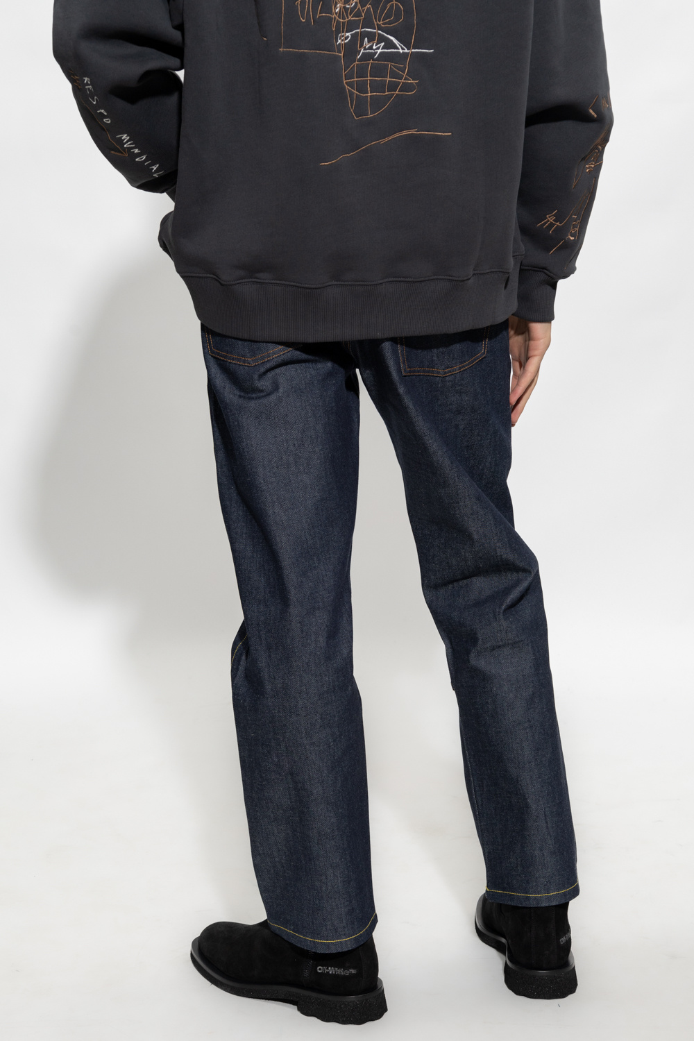 Etudes Calvin Klein Jeans Felpa con cappuccio nera con logo a monogramma rosso