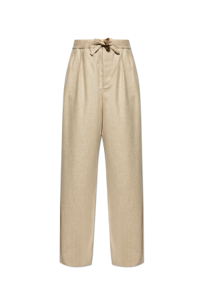 Wool trousers with embossed logo