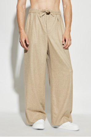 Loewe Pantalones de lana con logo en relieve