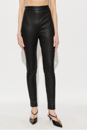 Balmain High-waisted leather trousers